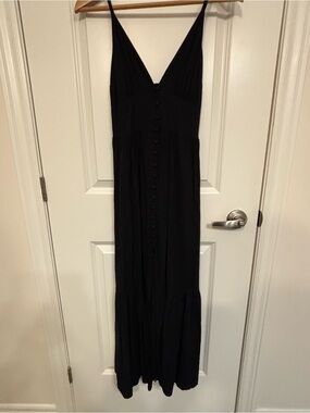 open lace back dress Tie Belt V-Neck Pleated Dress Black / L main image 1